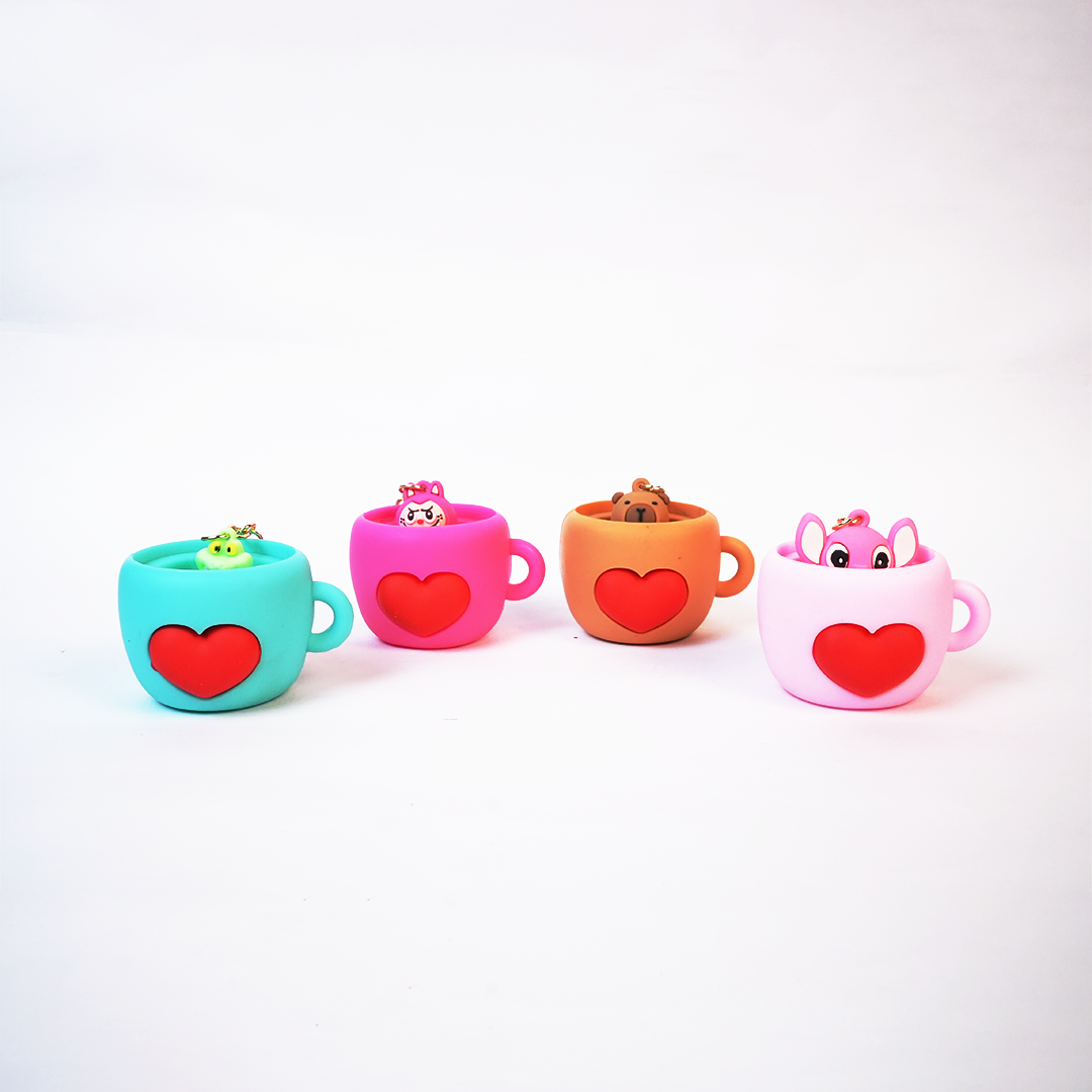 Cute Coffee Cup Keychain | Mini Cartoon Charm