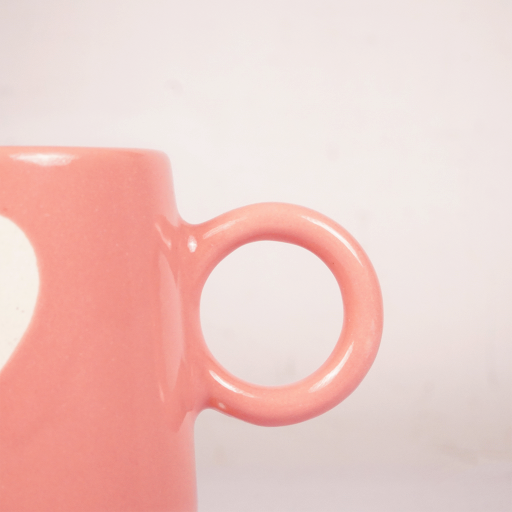 Pink Ceramic Heart Mug – Cute White Heart Print Coffee & Tea Cup