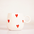 White Ceramic Heart Print Mug – Cute Red Heart Coffee & Tea Cup