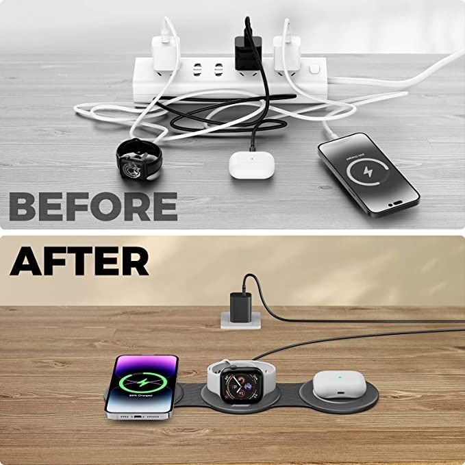 3-in-1 Foldable Wireless Charger – For Phone, Watch & Earbuds