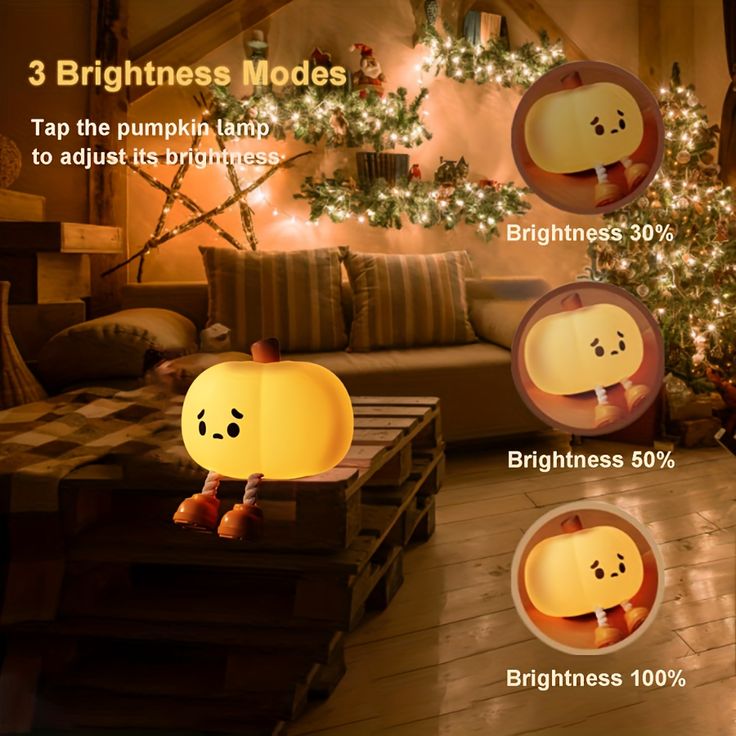 Pumpkin Night Lamp 3 Level Dimmable LED Nightlight