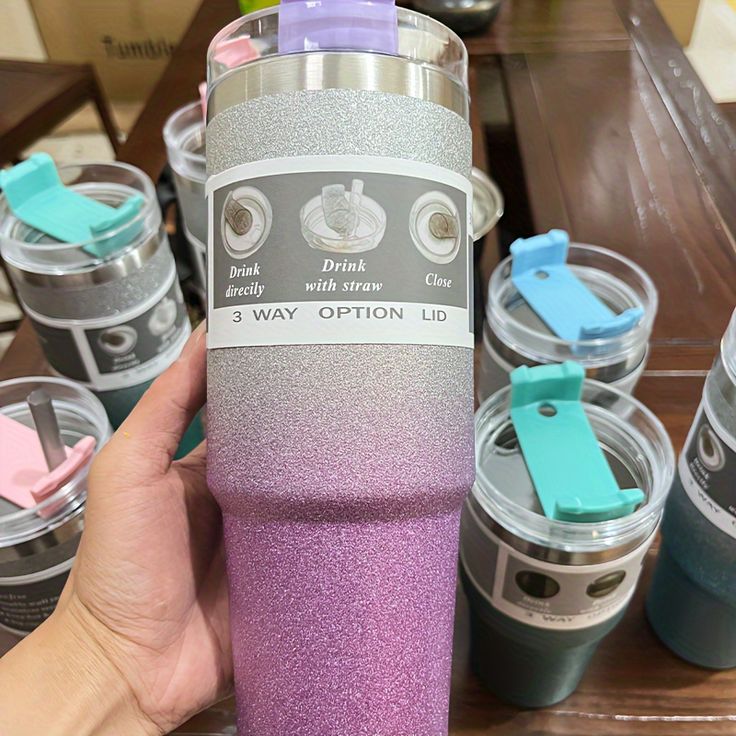 Stainless Steel Water Bottle 30oz, Diamond Painted Coffee Beer Mug, Straw Lid, Leakproof, Travel, Fitness, Sports