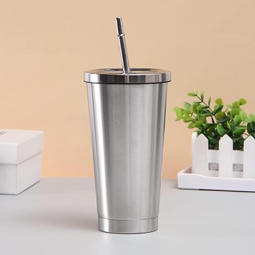 Stainless Steel Straw Tumbler – 470ml / 520ml | Insulated & Sleek Design 🥤✨