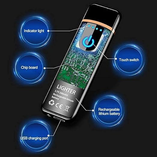 USB Touch Lighter – Windproof, Flameless & Rechargeable