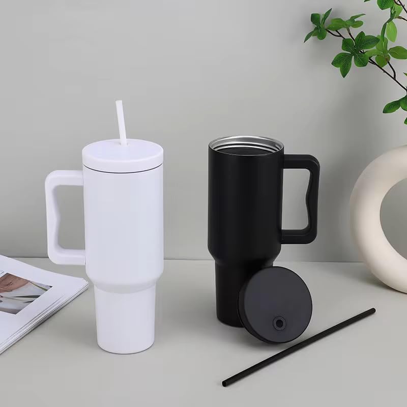 Stainless Steel Tumbler – Matte Finish |Sipper | Leak-Proof | With 2 Straw & Brush 1.2L
