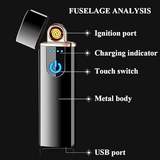 USB Touch Lighter – Windproof, Flameless & Rechargeable