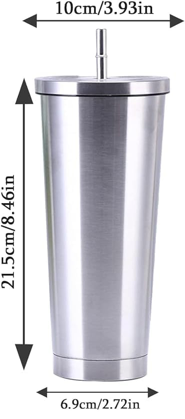 Stainless Steel Straw Tumbler – 470ml / 520ml | Insulated & Sleek Design 🥤✨