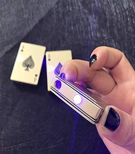 Stylish Jet Flame Windproof Card Lighter with Blue LED Torch – Compact & Sleek