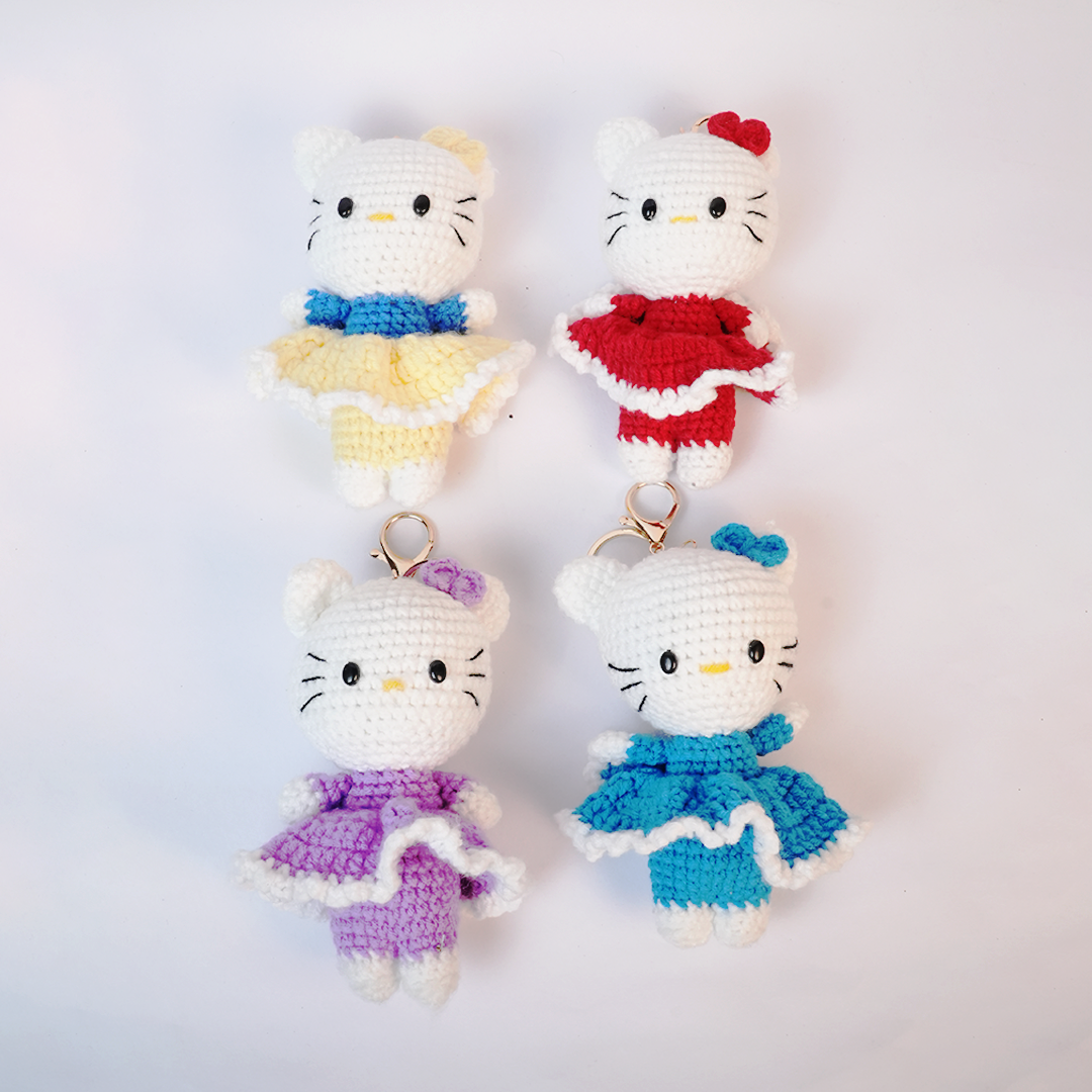 Handmade Crochet Kitty Keychain | Cute Plush Bag Charm