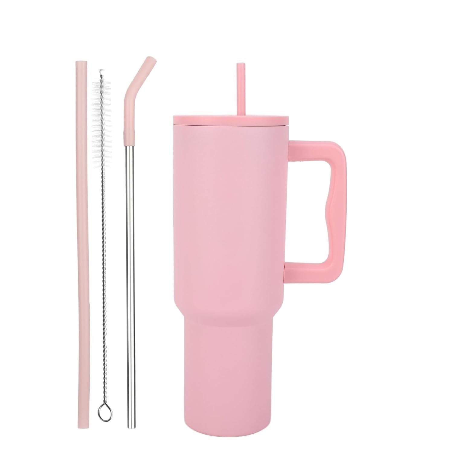 Stainless Steel Tumbler – Matte Finish |Sipper | Leak-Proof | With 2 Straw & Brush 1.2L