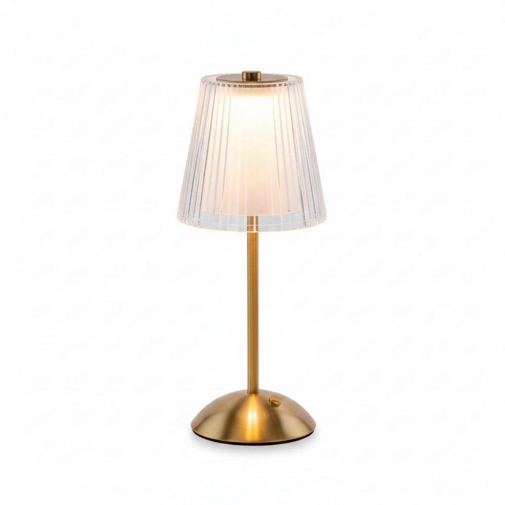Luxury Rechargeable Fabric White Table Lamp with Touch Control