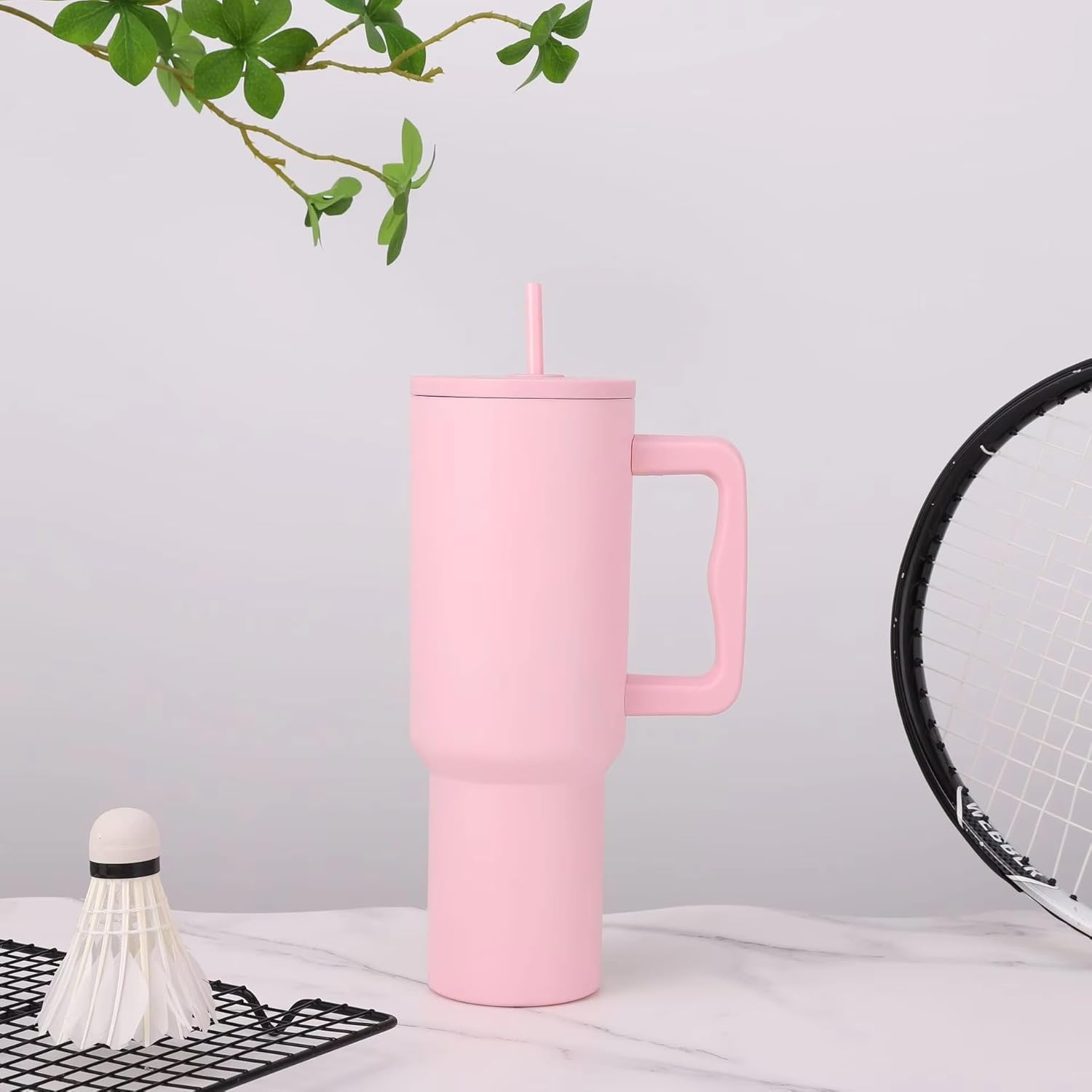Stainless Steel Tumbler – Matte Finish |Sipper | Leak-Proof | With 2 Straw & Brush 1.2L