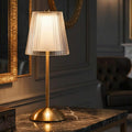 Luxury Rechargeable Fabric White Table Lamp with Touch Control