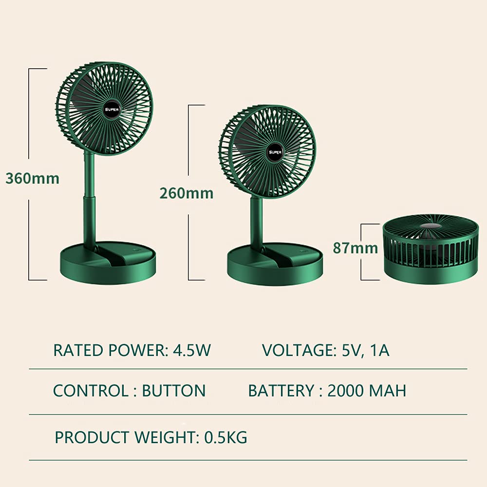 Foldable Rechargeable Desk Fan | Portable USB Cooling Fan for Home, Office & Travel