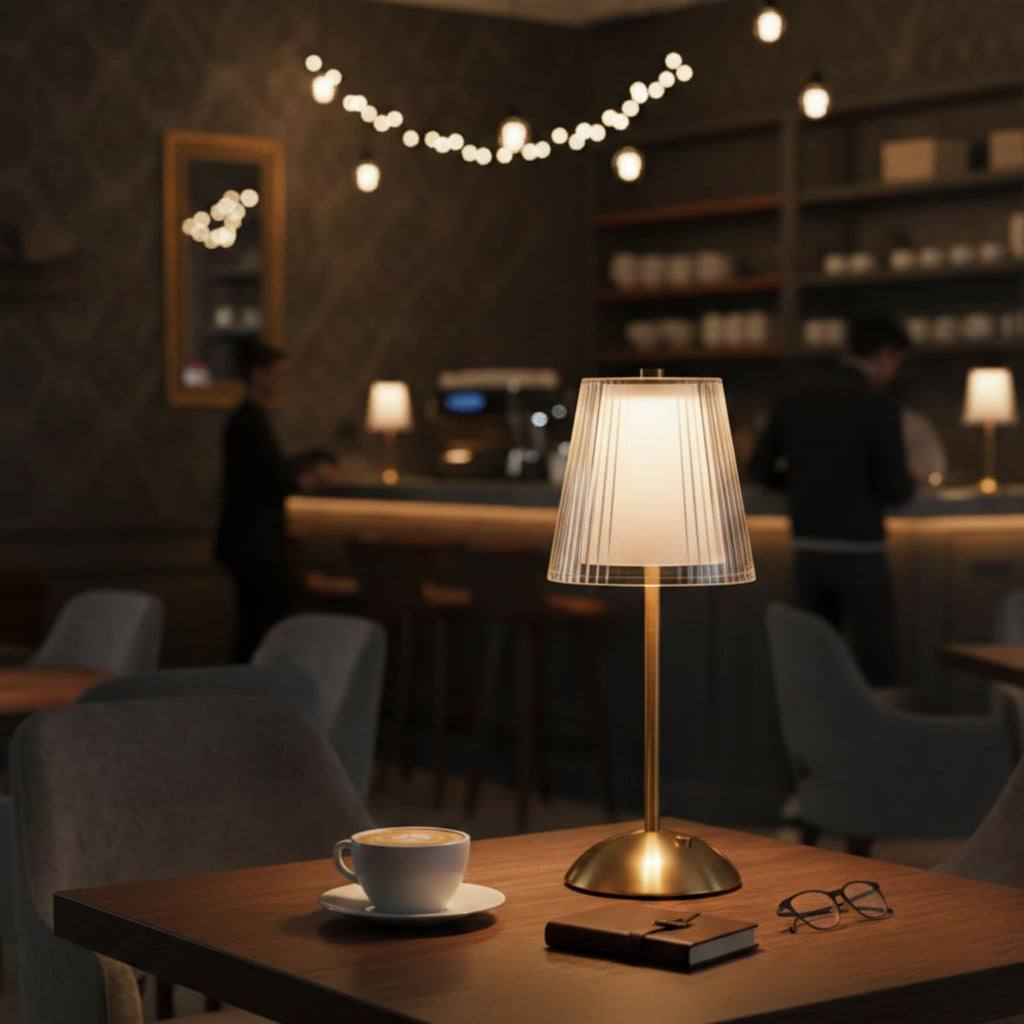 Luxury Rechargeable Fabric White Table Lamp with Touch Control