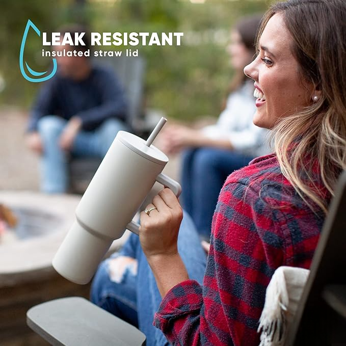 Stainless Steel Tumbler – Matte Finish |Sipper | Leak-Proof | With 2 Straw & Brush 1.2L