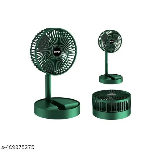 🌿 Powerful Rechargeable Foldable Desk Fan – Adjustable Height, Compact & Portable Air Cooler for Home, Office, Travel & Outdoor (Green)