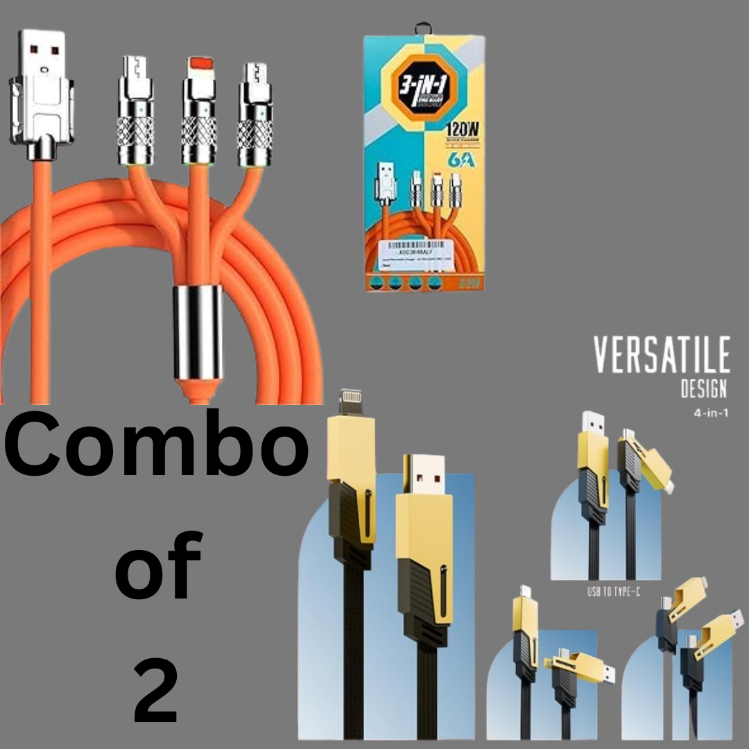 Power Duo Combo – 3-in-1 + 4-in-1 Fast Charging Cables