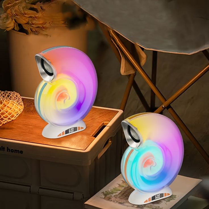 Conch Music Light Lamp, Desktop Smart Speaker Atmosphere Light, Alarm Clock Wake Up Light Smart Night Light Table Lamp