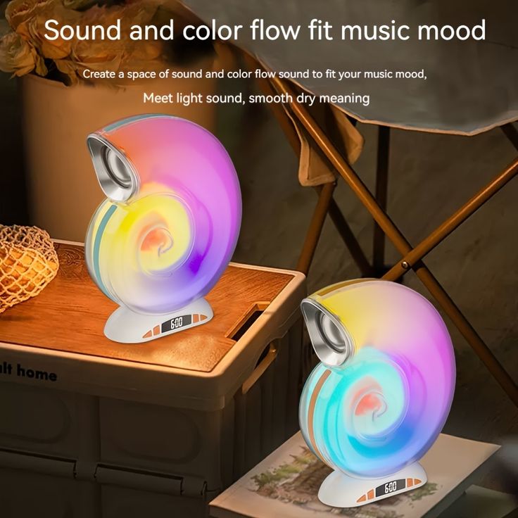 Conch Music Light Lamp, Desktop Smart Speaker Atmosphere Light, Alarm Clock Wake Up Light Smart Night Light Table Lamp