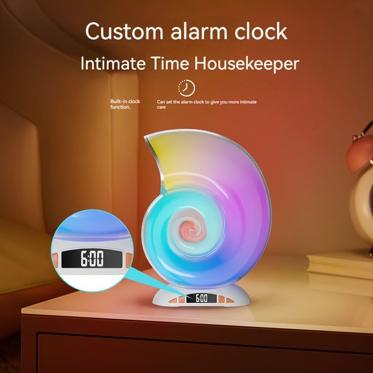 Conch Music Light Lamp, Desktop Smart Speaker Atmosphere Light, Alarm Clock Wake Up Light Smart Night Light Table Lamp