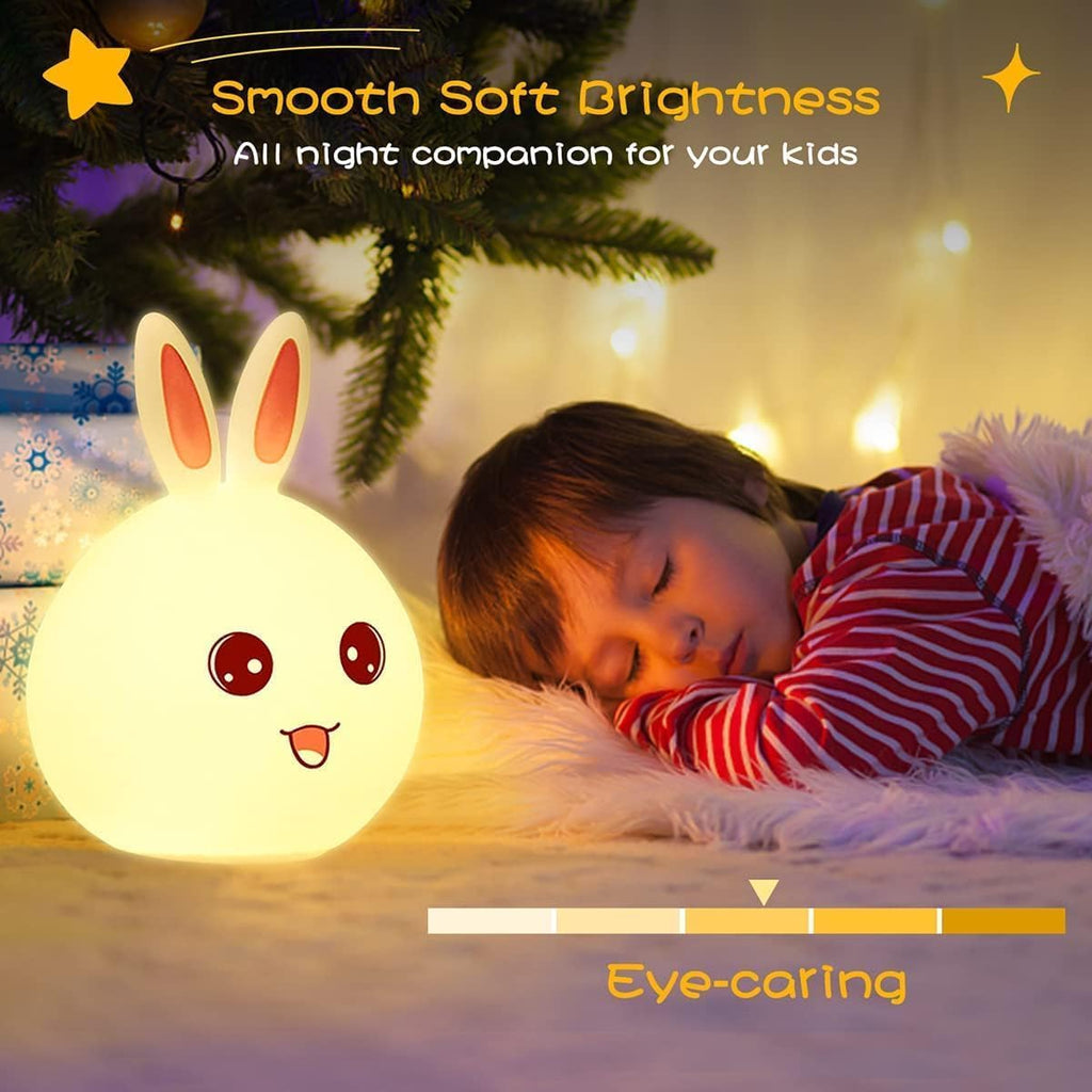Silicone Cute Little Rabbit LED Table Lamp, Birthday Gift For Girls/Boys, Colour Changing With Usb Rechargeeable Night Light (Rabbit Lamp),