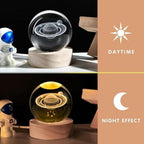 3D Galaxy Crystal Ball Night Light – Cosmic Elegance for Every Space Dimmable Engraved LED Glass Ball Table Lamp with USB Pack of 2(Random Designs)