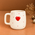 White Ceramic Heart Print Mug – Cute Red Heart Coffee & Tea Cup