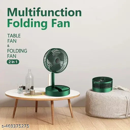 🌿 Powerful Rechargeable Foldable Desk Fan – Adjustable Height, Compact & Portable Air Cooler for Home, Office, Travel & Outdoor (Green)